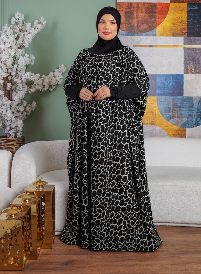 زمرد ثوب صلاة كريب كويتي عملي مع غطاء الرأس  - Image 3
