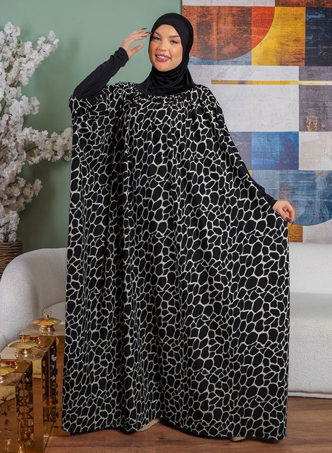 زمرد ثوب صلاة كريب كويتي عملي مع غطاء الرأس  - Image 2