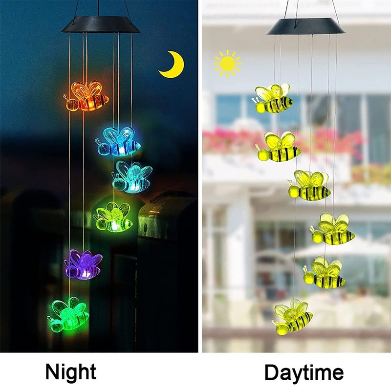 Natchcart Natchcart Plastic Decorative Hanging Solar Wind Chimes Led Color Changing Outdoor Indoor Waterproof Wind Mobile Lights For Balcony Garden Decor Great Gift Ideas Honey Bee Multi Color - Image 5
