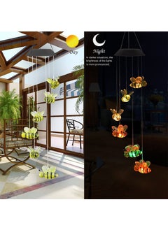 Natchcart Natchcart Plastic Decorative Hanging Solar Wind Chimes Led Color Changing Outdoor Indoor Waterproof Wind Mobile Lights For Balcony Garden Decor Great Gift Ideas Honey Bee Multi Color  - Image 3