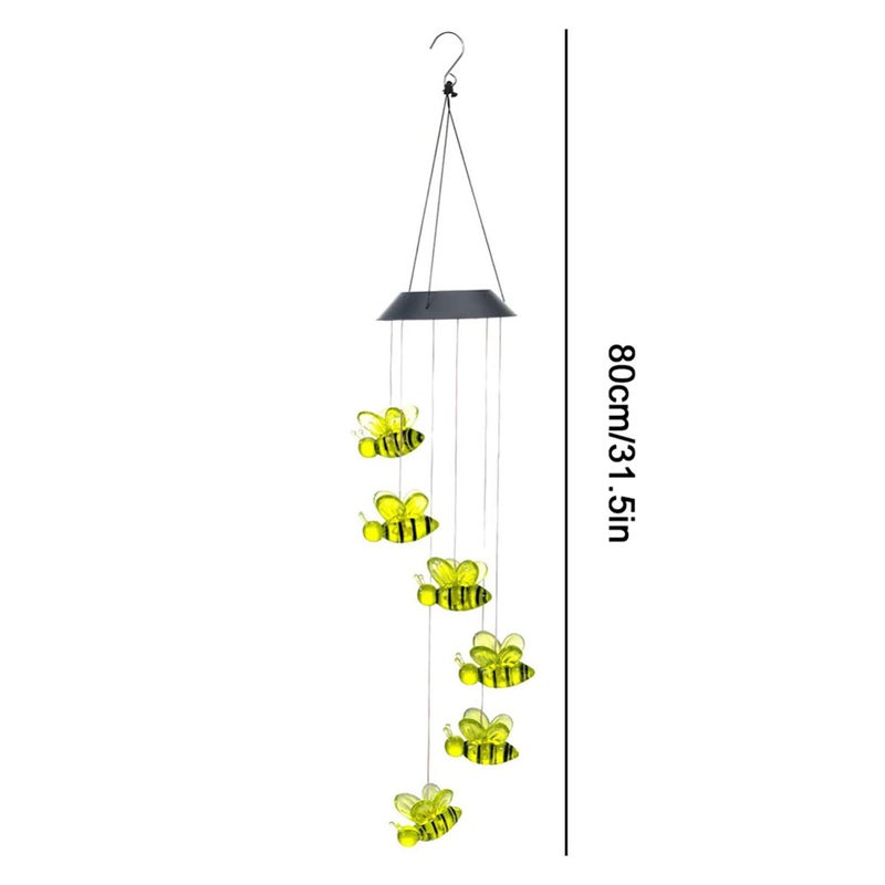 Natchcart Natchcart Plastic Decorative Hanging Solar Wind Chimes Led Color Changing Outdoor Indoor Waterproof Wind Mobile Lights For Balcony Garden Decor Great Gift Ideas Honey Bee Multi Color - Image 2