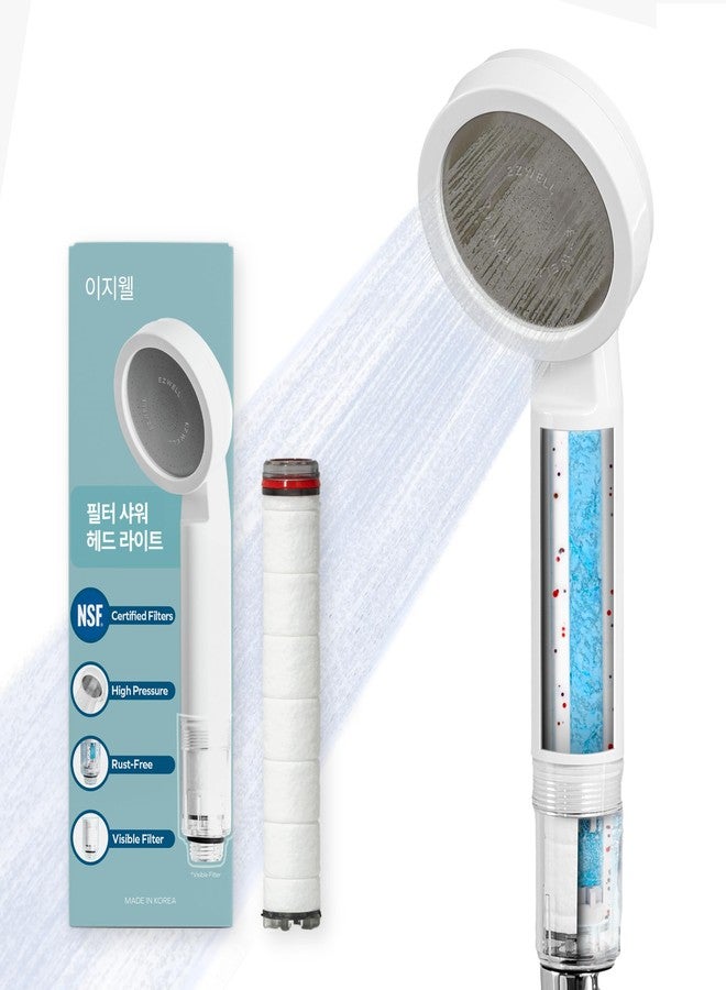 EZWELL Visible Filtered Shower Head LITE Sediment Filter with High Pressure NSF Certified Korea| Filtration System, Removes Rust | - Good for Dry skin & Hair, Travel, RV, Bathroom - Easy Install - Image 1