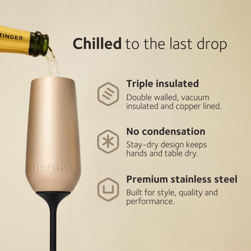Huski Champagne Flute | NEW | Award-winning Design with Detachable Stem | Premium Stainless Steel Champagne Glass with Lid | Triple Insulated Tumbler | 8oz Capacity | Great Gift (Powder Pink) - Image 3