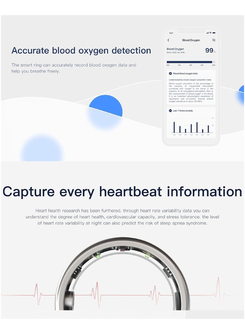 Smart Rings, Men's and Women's Smart Rings Health Tracker, Heart Rate and Temperature Monitoring, Track Sleep, Exercise and Recovery - Image 5