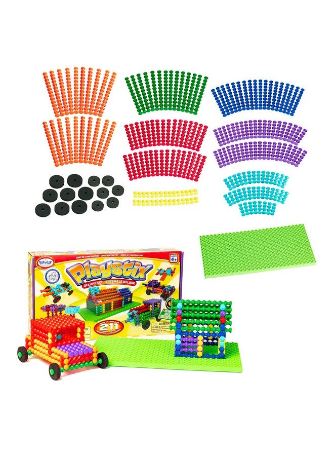 Popular Playthings Playstix Construction Toy Building Blocks Set 211 Piece Stem Kit - Image 2