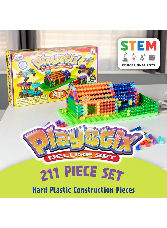 Popular Playthings Playstix Construction Toy Building Blocks Set 211 Piece Stem Kit - Image 3