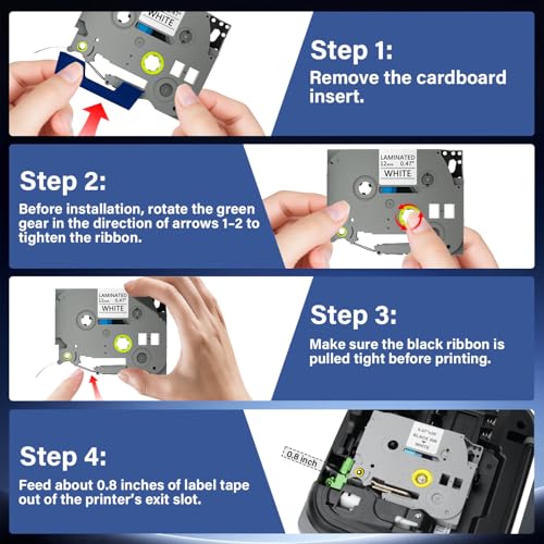 SUBLIMAKER TZE-231 Compatible for Brother Label Maker Tape 12mm 0.47 Laminated Black on White 1/2" x 8m Replacement for TZ TZE TZE231 Tape for P Touch PT-D220 D220 PT-D210 PT-H110 PT-D200 PT-D400 D410 (7 Packs) - Image 3