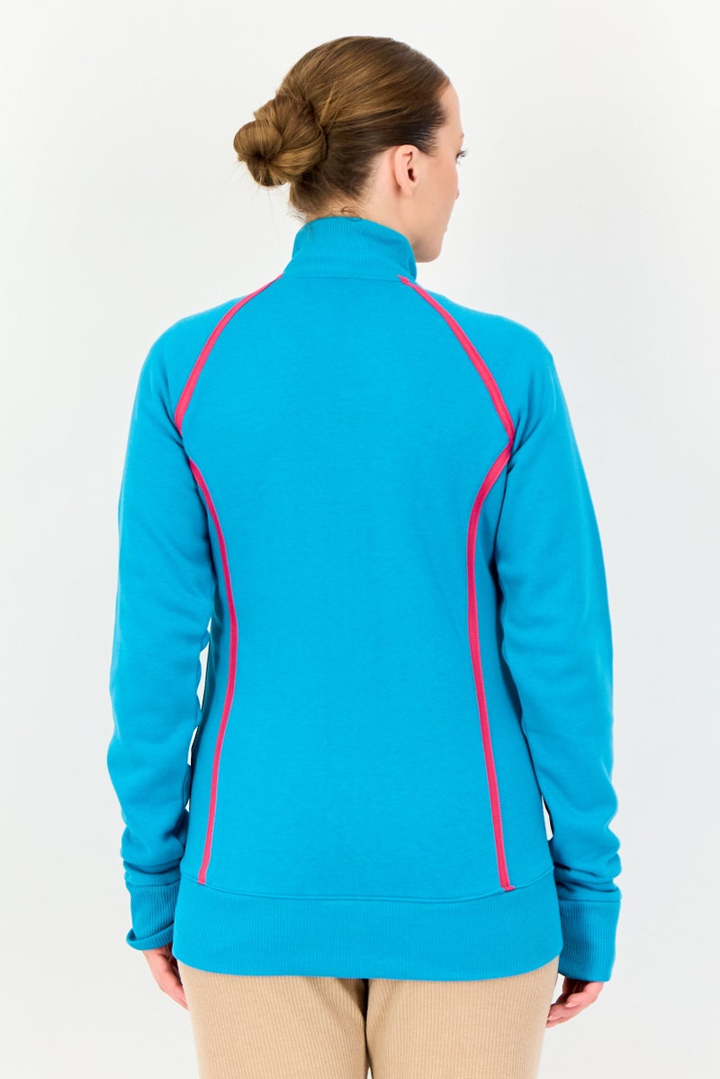 asics Women Sportswear Fit Brand Logo Long Sleeve Outdoor Sweatshirt, Turquoise - Image 3