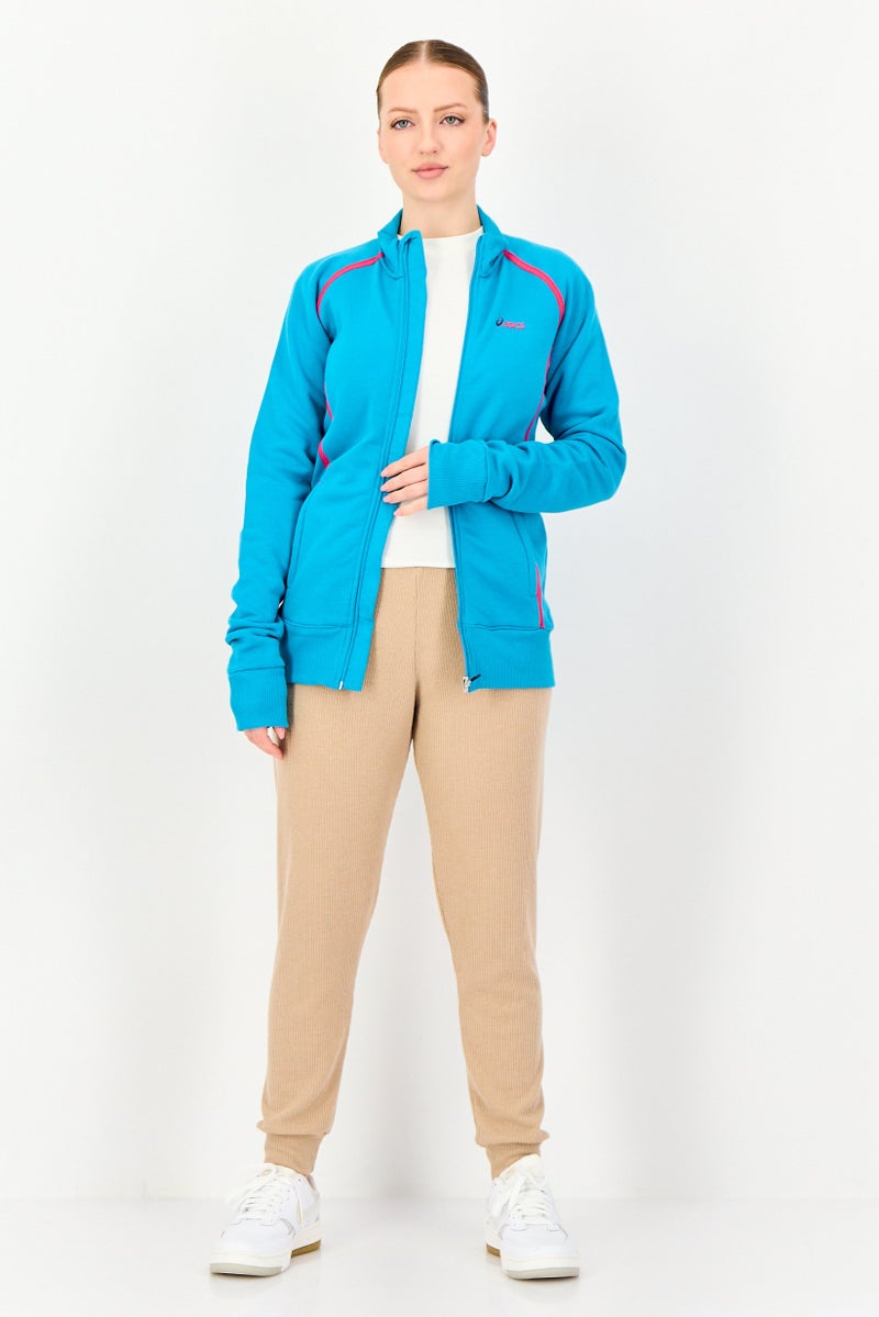 asics Women Sportswear Fit Brand Logo Long Sleeve Outdoor Sweatshirt, Turquoise - Image 4