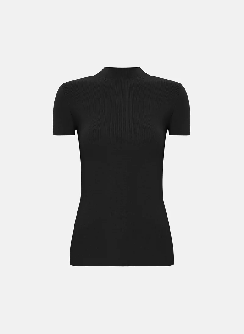 Lichi Short-sleeved ribbed knit top