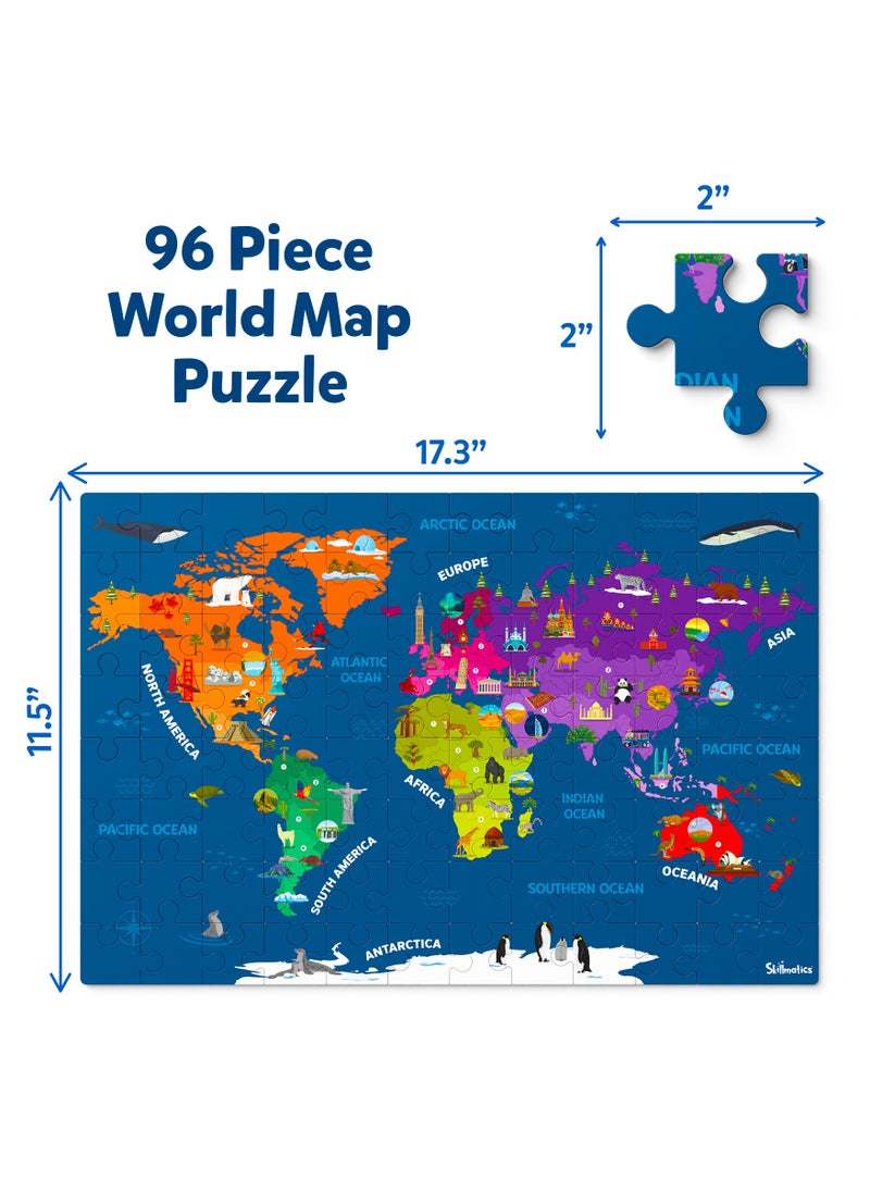Skillmatics World Map Puzzle - 96 Piece Jigsaw Puzzle, Educational Toy, Geography for Kids, 400+ Facts, Gifts for Boys & Girls Ages 6 to 12  - Image 3
