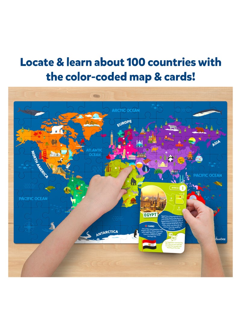 Skillmatics World Map Puzzle - 96 Piece Jigsaw Puzzle, Educational Toy, Geography for Kids, 400+ Facts, Gifts for Boys & Girls Ages 6 to 12  - Image 4