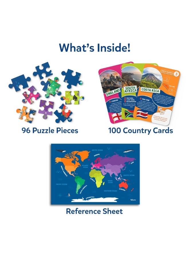 Skillmatics World Map Puzzle - 96 Piece Jigsaw Puzzle, Educational Toy, Geography for Kids, 400+ Facts, Gifts for Boys & Girls Ages 6 to 12 - Image 2