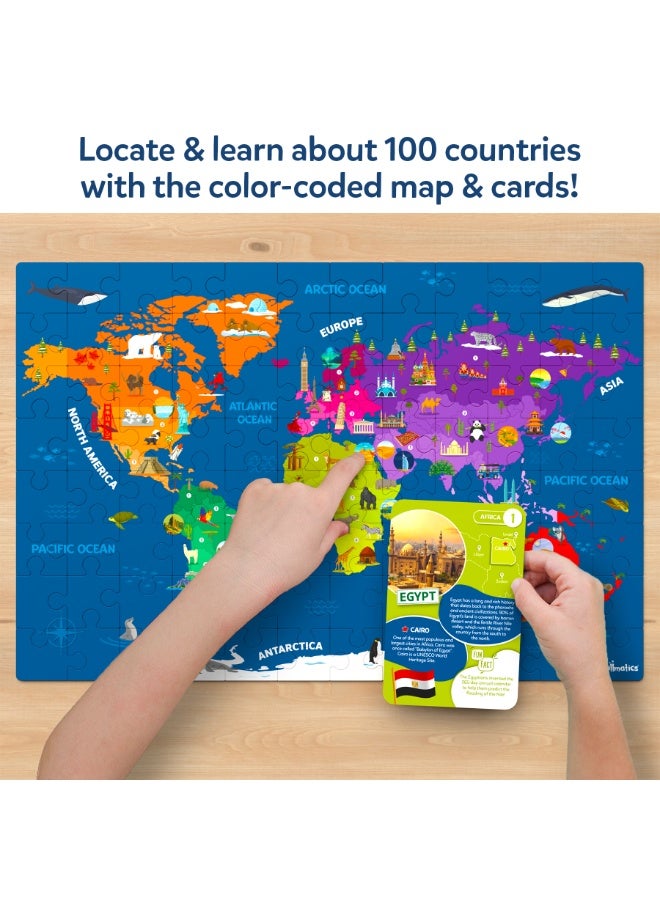 Skillmatics World Map Puzzle - 96 Piece Jigsaw Puzzle, Educational Toy, Geography for Kids, 400+ Facts, Gifts for Boys & Girls Ages 6 to 12 - Image 4