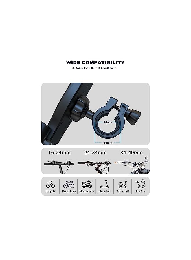 PHOCAR Bike Phone Holder, Adjustable Motorcycle Cellphone Mount, Handlebar Phone Mount, Bike Phone Mount Compatible with iPhone, Samsung Galaxy, Xiaomi, LG, Nokia - Image 3