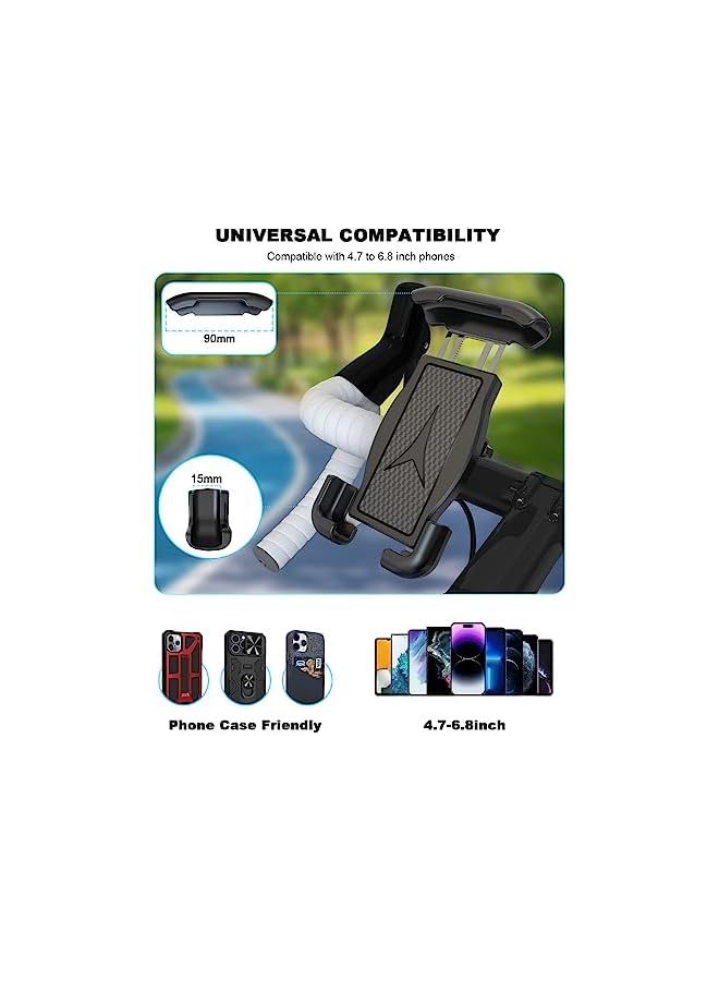 PHOCAR Bike Phone Holder, Adjustable Motorcycle Cellphone Mount, Handlebar Phone Mount, Bike Phone Mount Compatible with iPhone, Samsung Galaxy, Xiaomi, LG, Nokia - Image 4