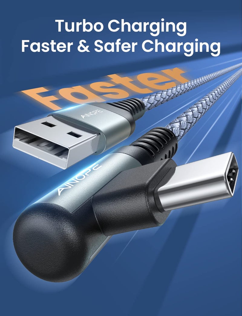 AINOPE USB C Charger 5-Pack [10/6.6/6.6/3.3/1.6ft] 3.1A Fast Charging, Right Angle, Nylon Braided, Compatible with Galaxy S22/21 Note20, LG V20 - Image 5