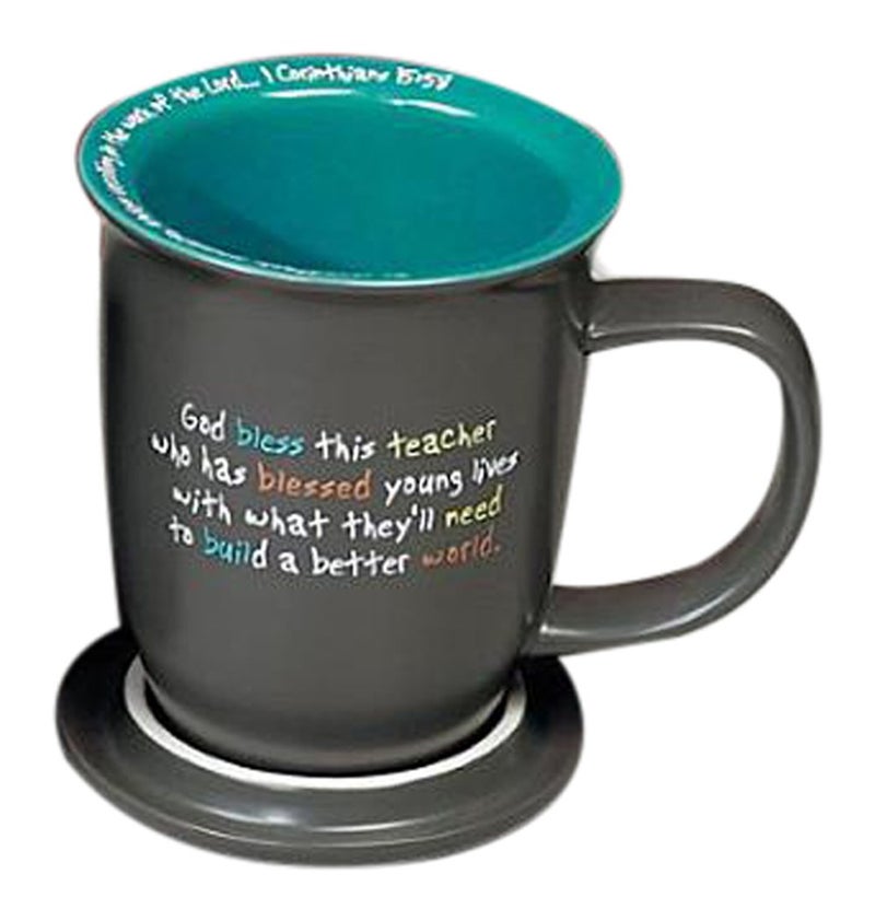 Abbey Gift Teacher Ceramic Mug  Coaster Set Mug 2 Piece Gray