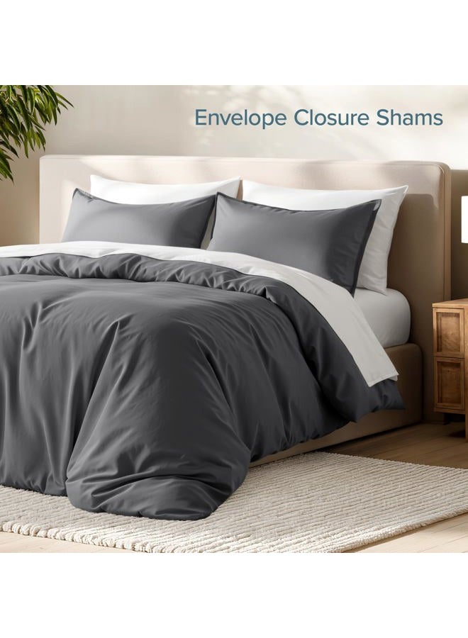 Bare Home Bedding Duvet Cover Queen Size - Premium 1800 Super Soft Duvet Covers Collection - Lightweight, Cooling Duvet Cover - Soft Breathable Bedding Duvet Cover (Queen, Grey) - Image 4