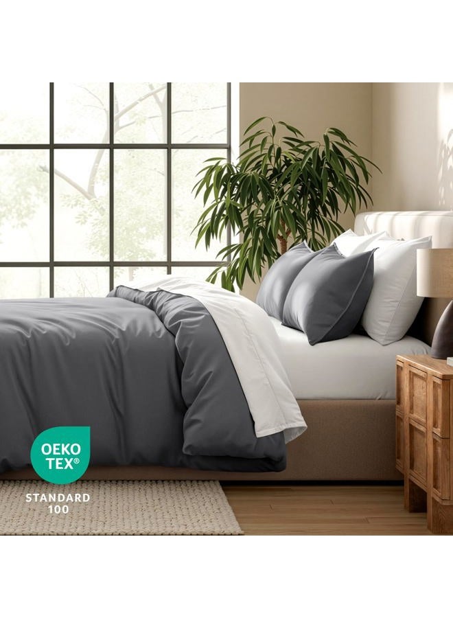 Bare Home Bedding Duvet Cover Queen Size - Premium 1800 Super Soft Duvet Covers Collection - Lightweight, Cooling Duvet Cover - Soft Breathable Bedding Duvet Cover (Queen, Grey) - Image 5