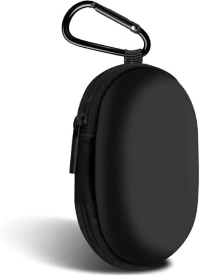 Woyinger Round Earbud Case Portable EVA Carrying Case Storage Bag Cell Phone Accessories Organizer with Carabiner for Earphone, Earbud, Earpieces, SD Memory Card, Camera Chips,Black - Image 1