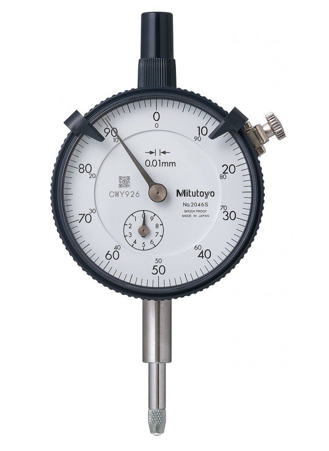 Mitutoyo 2046S, 0.01mm X 10mm Dial Indicator, 0-100, Lug Back, Series 2, 8mm Stem