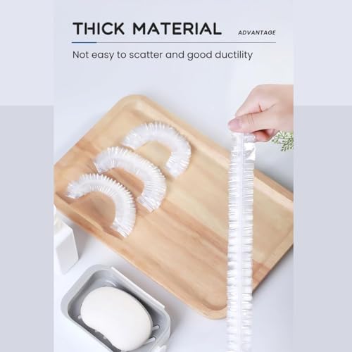 Giffy Disposable Oil-proof 100 Pieces Shower Caps, Waterproof Head Cover for Hotel, Hair Dye, Spa, Salon, Kitchen Storage, Free-Size Bathing Hat for Men and Women - Image 2