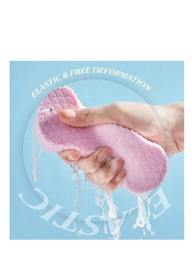2 قطعة من إسفنجة الاستحمام التقشير السحرية - إسفنجة سحرية للبشرة، مقشر للبشرة الميتة في الجسم (رمادي + وردي). - Image 2