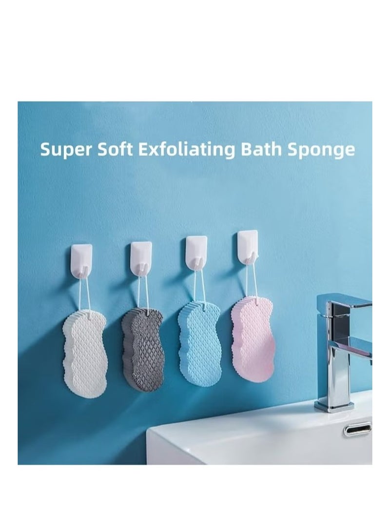 2 قطعة من إسفنجة الاستحمام التقشير السحرية - إسفنجة سحرية للبشرة، مقشر للبشرة الميتة في الجسم (رمادي + وردي). - Image 5