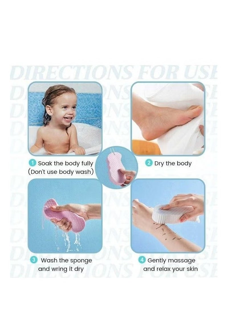 2 قطعة من إسفنجة الاستحمام التقشير السحرية - إسفنجة سحرية للبشرة، مقشر للبشرة الميتة في الجسم (رمادي + وردي). - Image 4