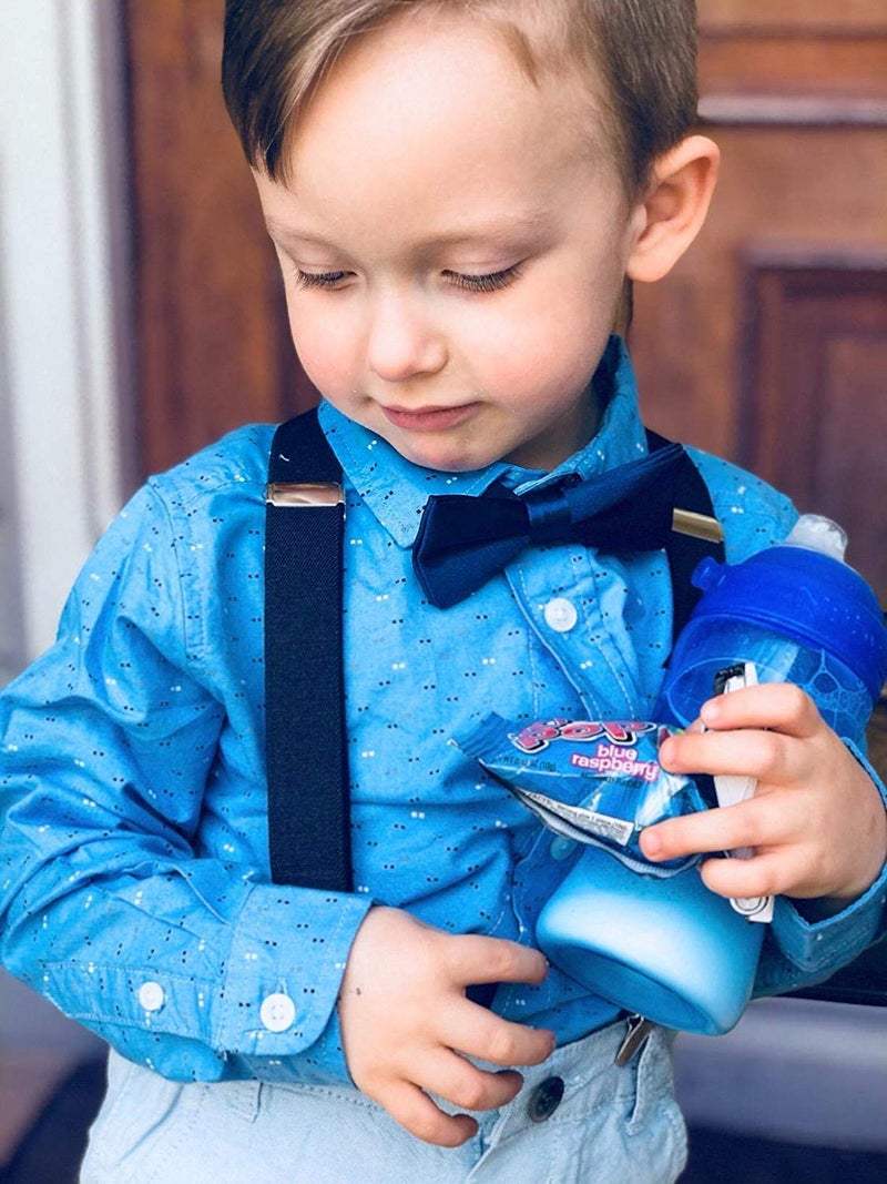 magicX Unisex Suspender and Bow Tie Sets for Kids- Adjustable Back, Free Size, Navy - Image 5