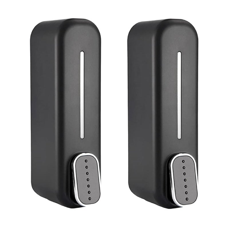 JAGGER جاجر JAG340 موزع سائل مصنوع من البلاستيك ABS مثبت على الحائط للصابون/الشامبو/البلسم/جل غسل اليدين للحمام وحوض المطبخ [ حزمة مكونة من - 2 ] (دولفين [ أسود/أسود ]) - Image 1