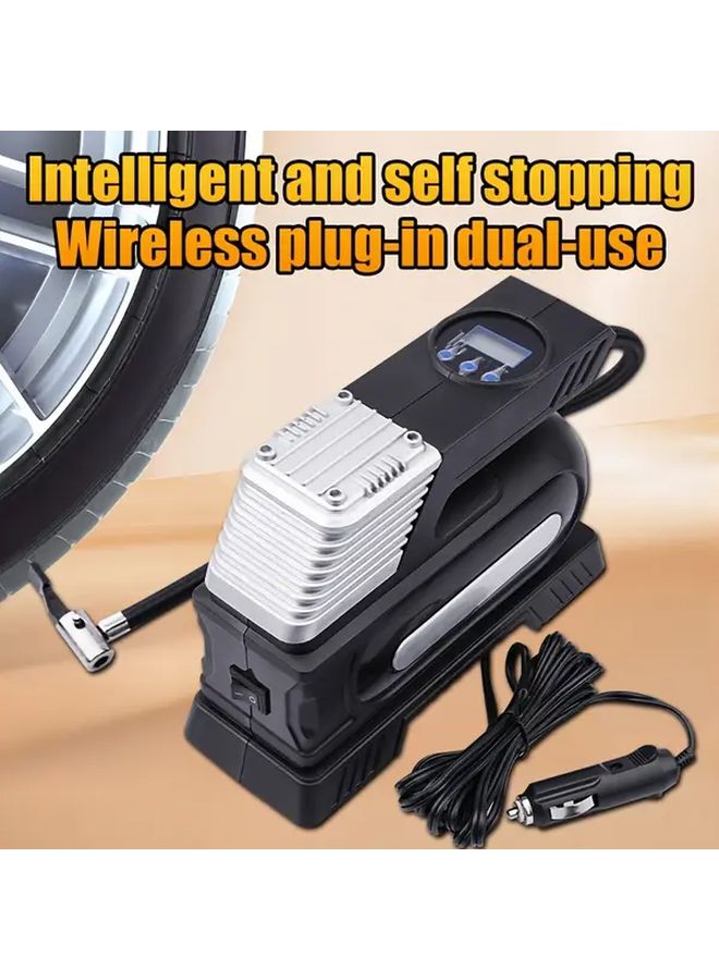 Black Portable Tire Inflator Digital Display 150 PSI Auto Shut Off LED Light - Image 1