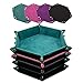 SIQUK 4 Pieces Dice Tray Hexagon Dice Rolling Holder Folding PU Leather Dice Trays for Dice Games Like RPG DND and Other Table Games Cyan Pink Violet and Black - Image 3