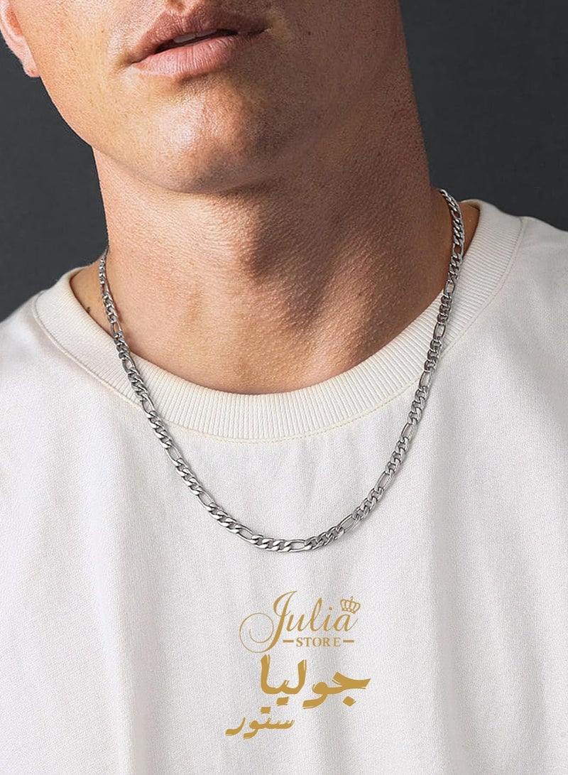 Julia Store Figaro Chain Stainless Steel Italy Chain Necklace for Men Women, Width 4mm, Length 60 cm By Julia Store - Image 1
