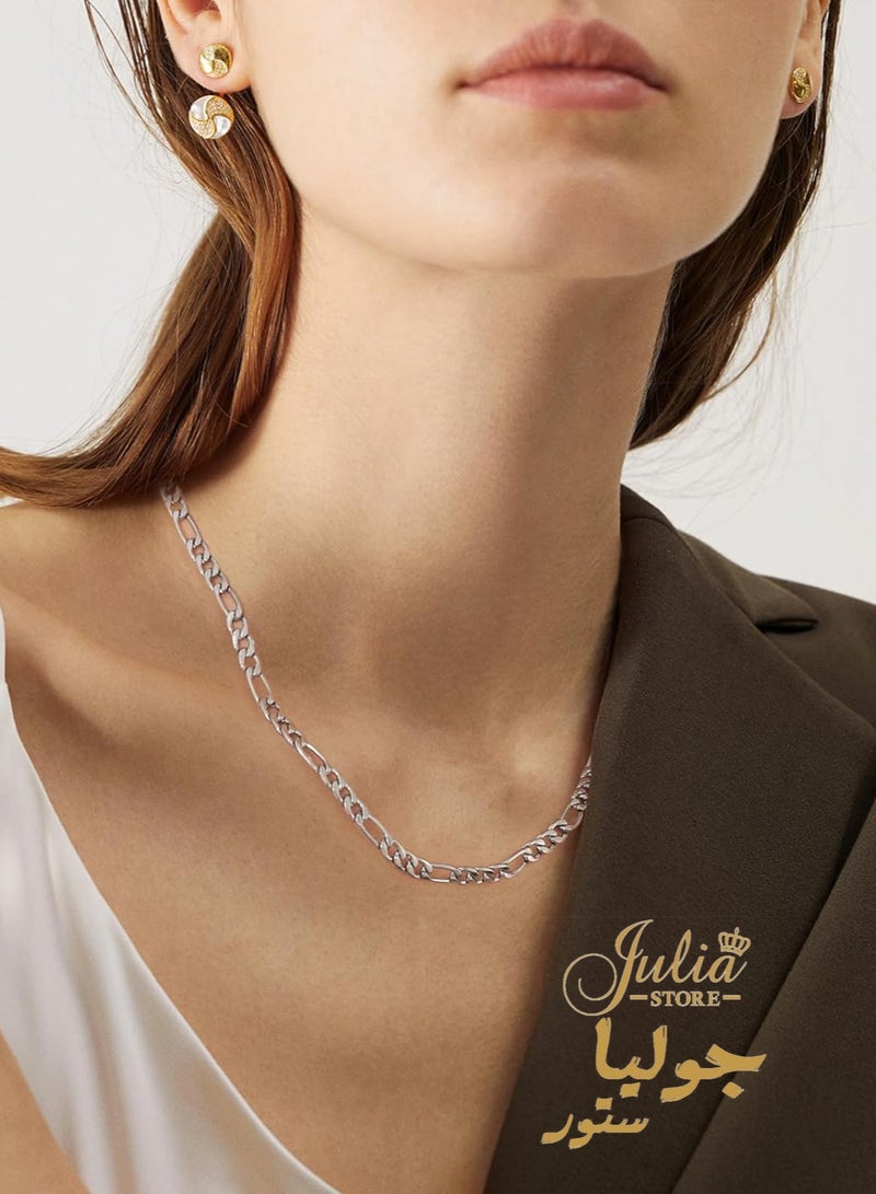 Julia Store Figaro Chain Stainless Steel Italy Chain Necklace for Men Women, Width 4mm, Length 60 cm By Julia Store - Image 3