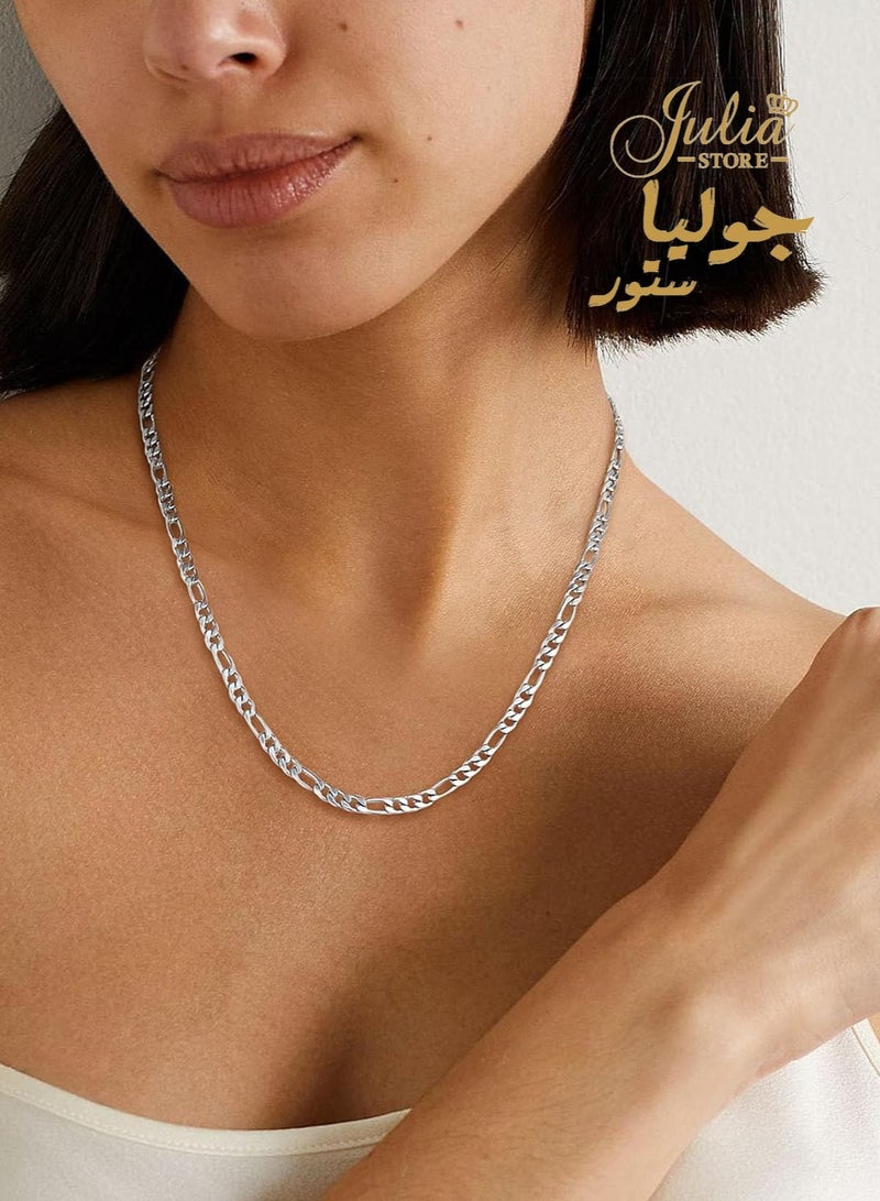 Julia Store Figaro Chain Stainless Steel Italy Chain Necklace for Men Women, Width 4mm, Length 60 cm By Julia Store - Image 4