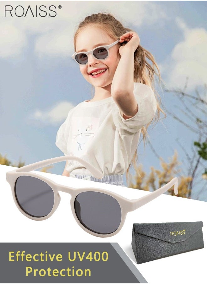 roaiss Round Polarized Sunglasses for Kids, UV400 Protection Cute Beach Holiday Sun Glasses with Lightweight Flexible TPEE Frame for Boys Girls and Children Age 3-12, White  - Image 1