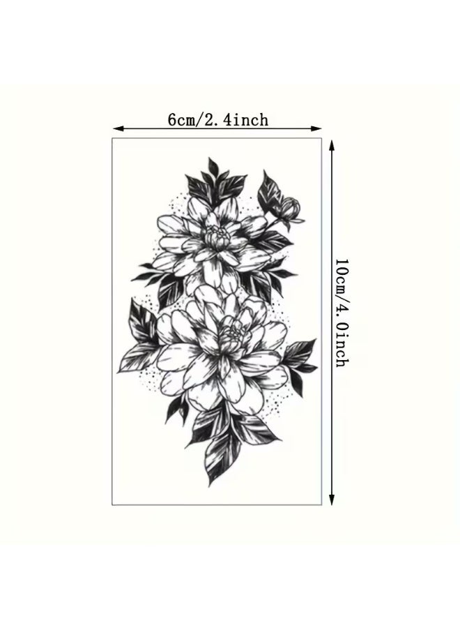 aeen 30PCS Waterproof Black Floral Temporary Tattoos for Women & Girls – Long-Lasting 3–7 Day Body Art Stickers for Arms, Shoulders & Body - Image 4
