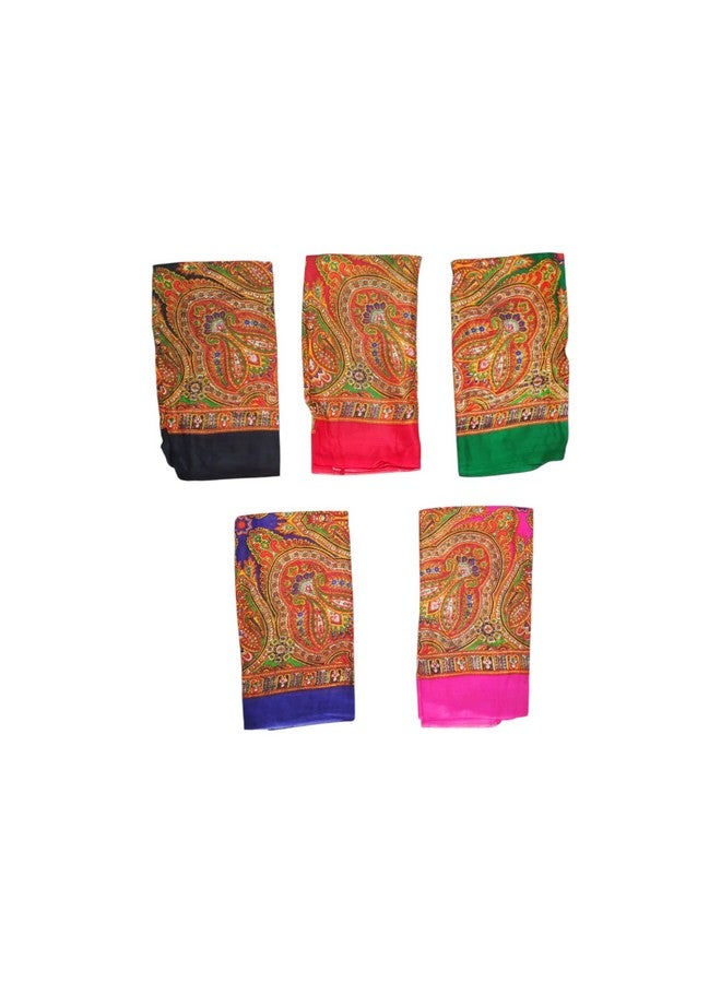 Cotton Scarves for Women and Girls | Satin Square Maternity Scarf for Headwear, Fashion Print Ladies Head Neck Scarves for Hair Stole (26 * 26 Inches) (Multicolored & Designs Varies) 2 Pcs - Image 3