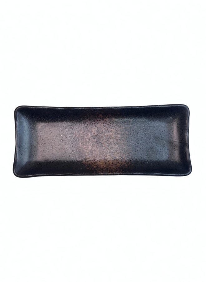 Clink Japanese Style Creative Rectangular Plate, Curved Corner Plate, Black - Dusk Brown Long Plate, Japanese Ceramic Plate, Perfect for Home & Restaurants, Sushi Plate, 8.5 Inch - Image 5