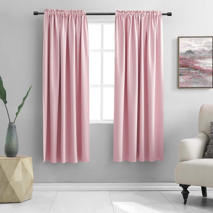 PINK BLACKOUT CURTAINS FOR GIRLS ROOM ROOM HOME DECORATION PRIVACY PROTECTION THERMAL INSULATED ROOM DARKENING WINDOW DRAPES WITH ROD POCKET SET OF 2 PANELS42 X 63 INCH LENGTH