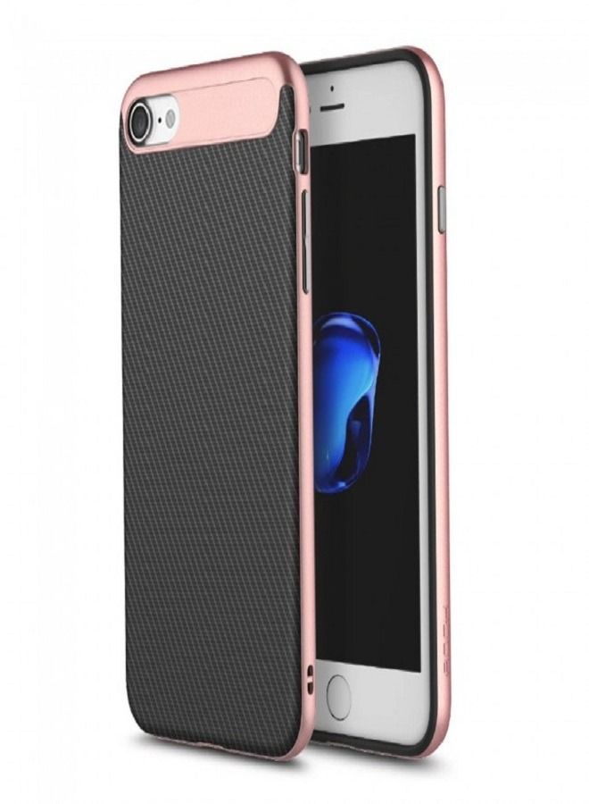 iphone SE 2022/2020 Case Vision Series Hybrid Cover Carbon Fiber Texture Shockproof TPU+PC Material Rose Gold/Black
