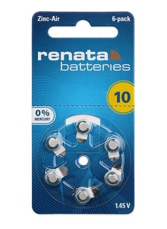 Renata 12-Pieces Renata (Size 10) Hearing Aid 1.45V Zinc-Air 0% Mercury Batteries  - Image 1