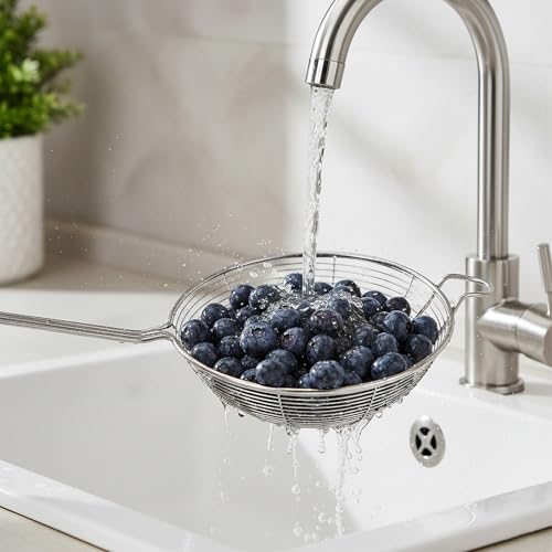 Zyghjort 4 Pieces Spider Strainer Skimmer Spoon Set, Fine Mesh Strainer and Fat Skimmer Spoon Set, Stainless Steel Metal With HoleSieve Food Strainers with Hanging Holes, for Cooking, Fat, Grease, Floating Foa - Image 5