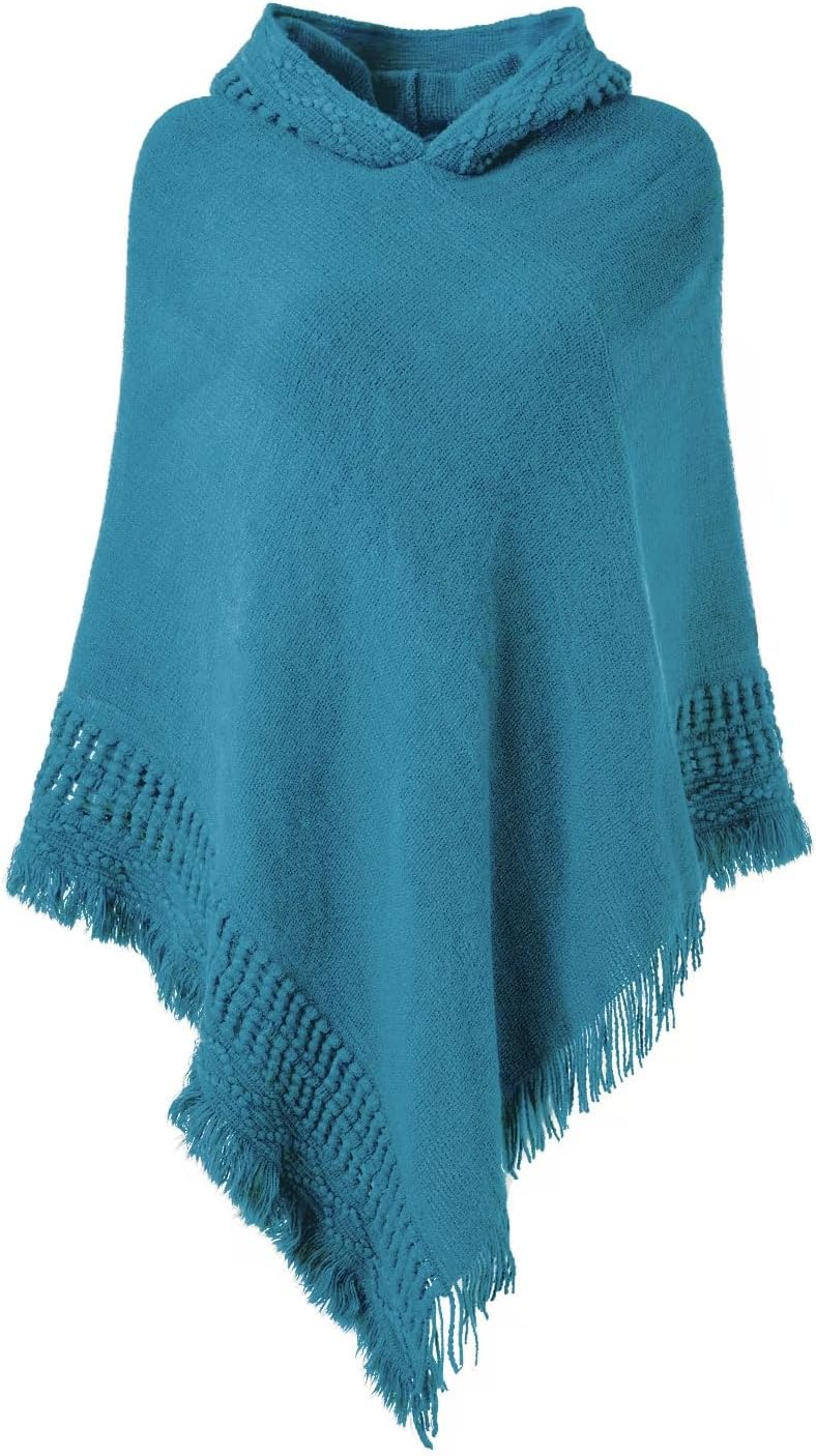 Ferand Ladies' Hooded Cape with Fringed Hem, Crochet Poncho Knitting Patterns for Women - Image 1