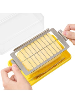 SYOSI Butter Slicer Cutter and Dispenserwith Lid, Durable Butter Storage Box, Includes 304 Stainless Steel Cutter and Fork, Refrigerator and Freezer Fresh Box for Butter and Cheese  - Image 1