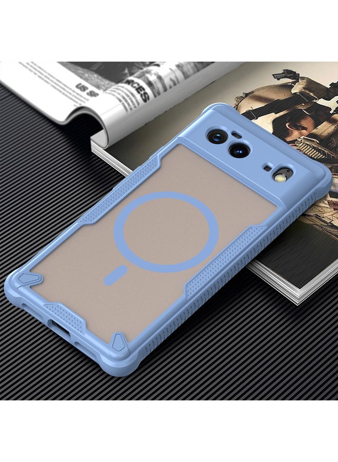 غطاء حمايه لهاتف جوجل بيكسل 6 جراب ارمور مغناطيسي ياتي بحواف مرتفعة حول الشاشة وعدسة الكاميرا تساعد على منع الخدوش - ازرق - Image 2