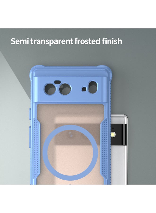 غطاء حمايه لهاتف جوجل بيكسل 6 جراب ارمور مغناطيسي ياتي بحواف مرتفعة حول الشاشة وعدسة الكاميرا تساعد على منع الخدوش - ازرق - Image 4