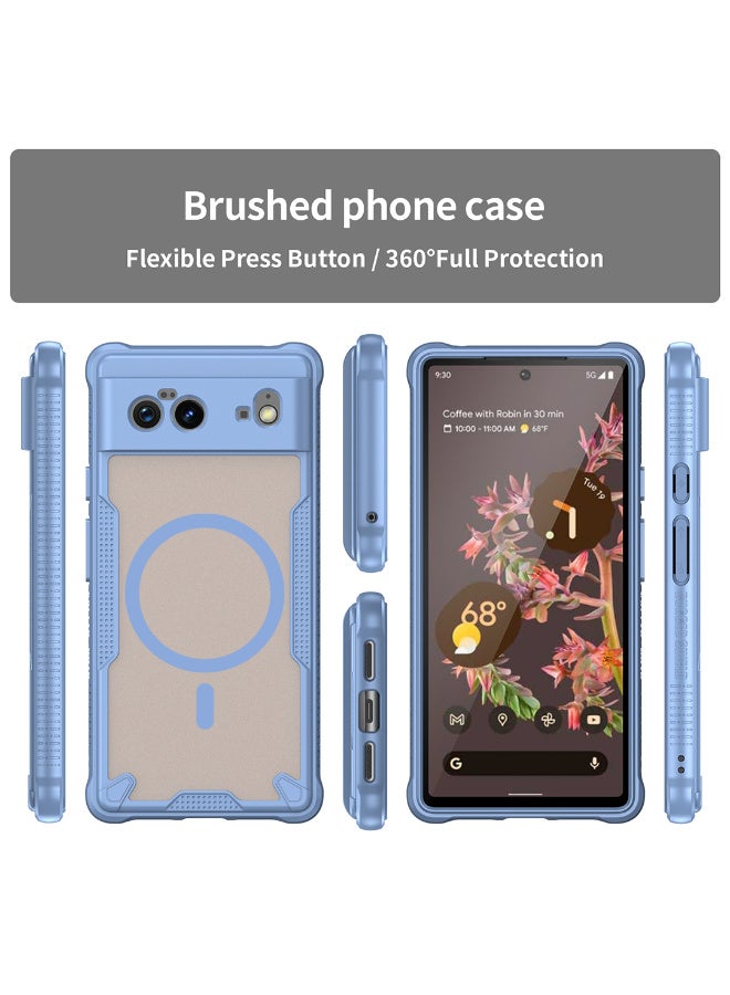 غطاء حمايه لهاتف جوجل بيكسل 6 جراب ارمور مغناطيسي ياتي بحواف مرتفعة حول الشاشة وعدسة الكاميرا تساعد على منع الخدوش - ازرق - Image 3